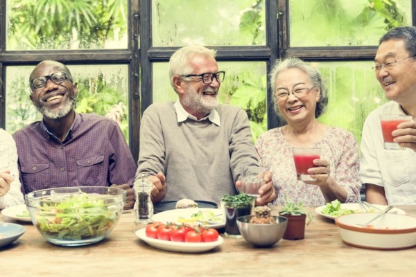 Senior group relax lifestyle dining concept